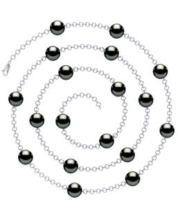 9mm x 10mm Tahitian Pearl Opera Tin Cup Necklace 32
