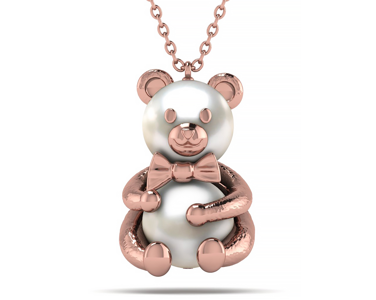 Akoya Pearl Teddy Bear Hugging Necklace | American Pearl