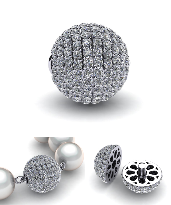 Diamond Ball Clasp (Center Split) | American Pearl