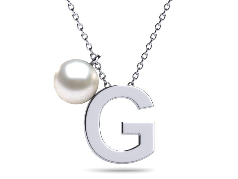S.J JEWELRY Initial Pearl Necklace Set - 14K Gold Plated Letter Pendant & Pearl Choker, 14" + 17" With Extension - View #5