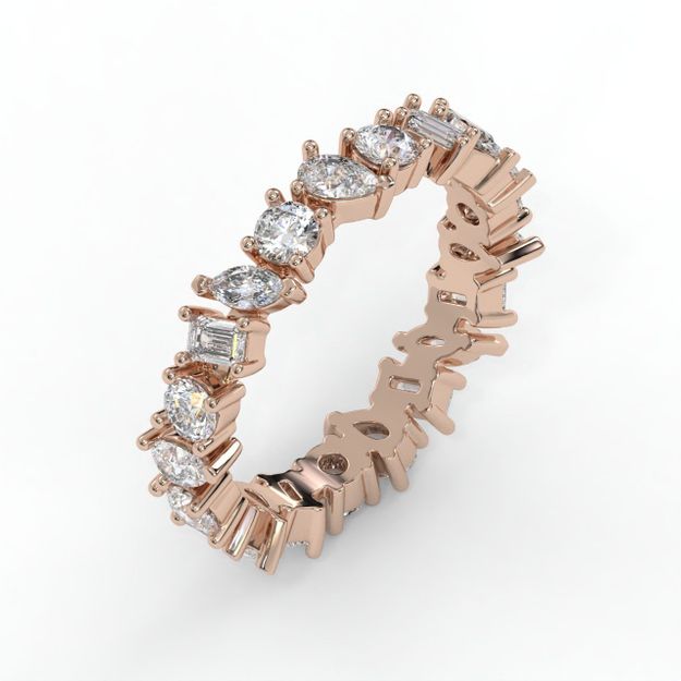 14K Multi-Shape Diamond Wedding Band in Rose Gold