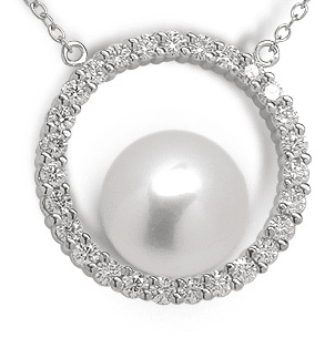 Ohm Pearl and Diamond Pendant
