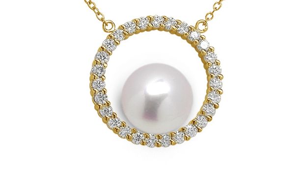 Ohm Pearl and Diamond Pendant