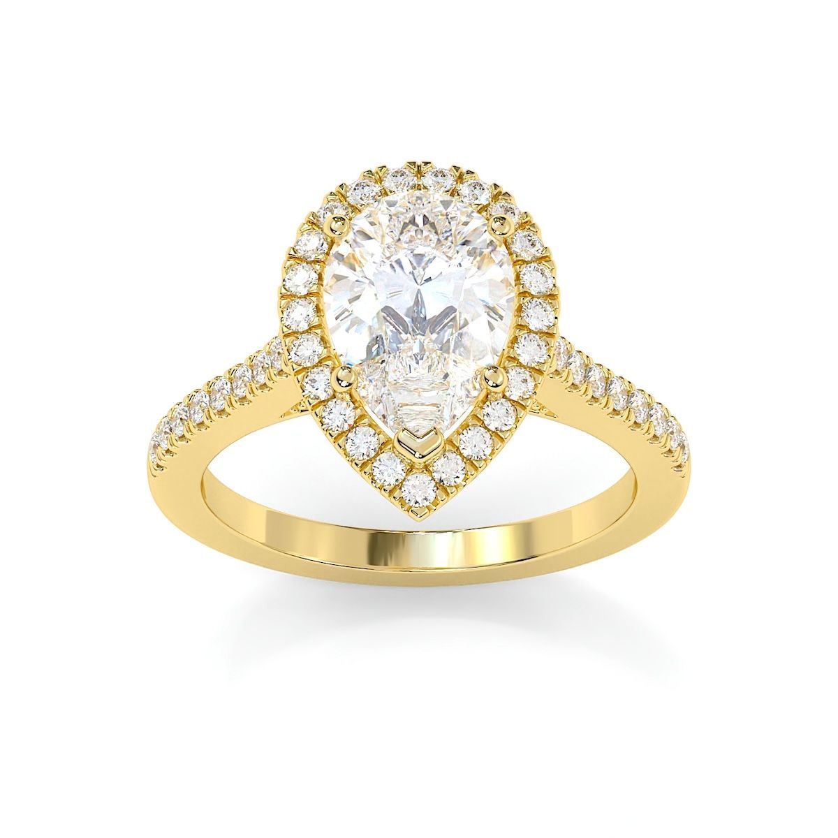 Pear Cut Diamond in 18K with Halo