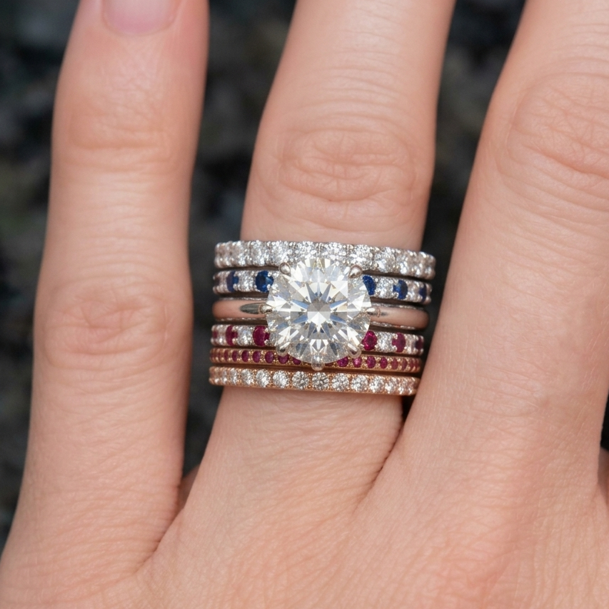 Platinum Diamond Sapphire Eternity Band