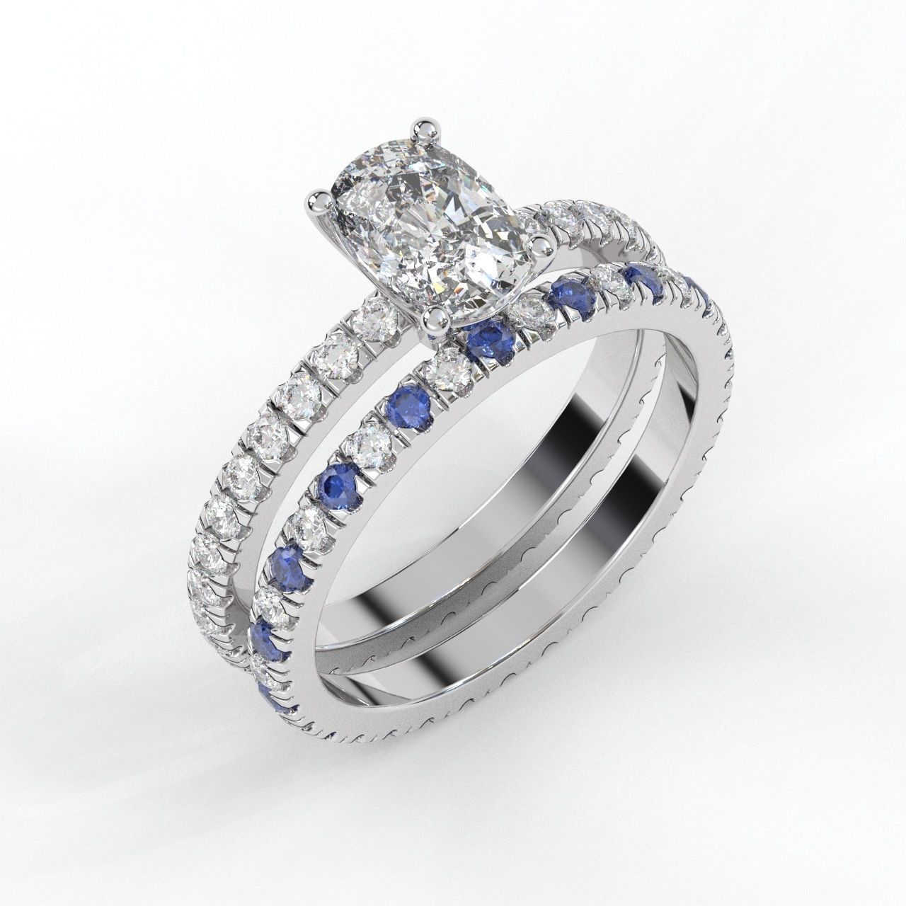 Platinum Diamond & Sapphire Eternity Band