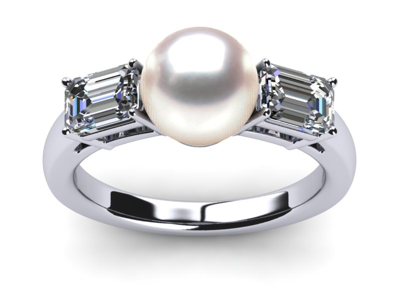 South Sea Pearl Emerald Cut Ring | American Pearl