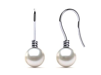 HUGE 13x20mm Natural South Sea White Baroque Pearl Drop Earrings – Yellow Gold Plated
