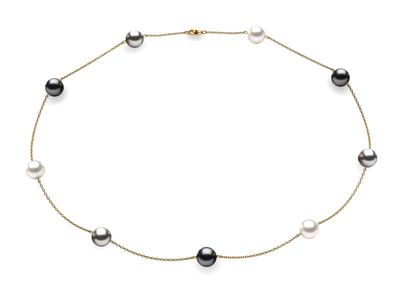 Tahitian Black Grey & White Multicolor Pearl Necklace