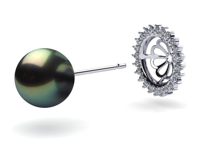 Tahitian Pearl Sunflower Earring with Removable Jacket American Pearl