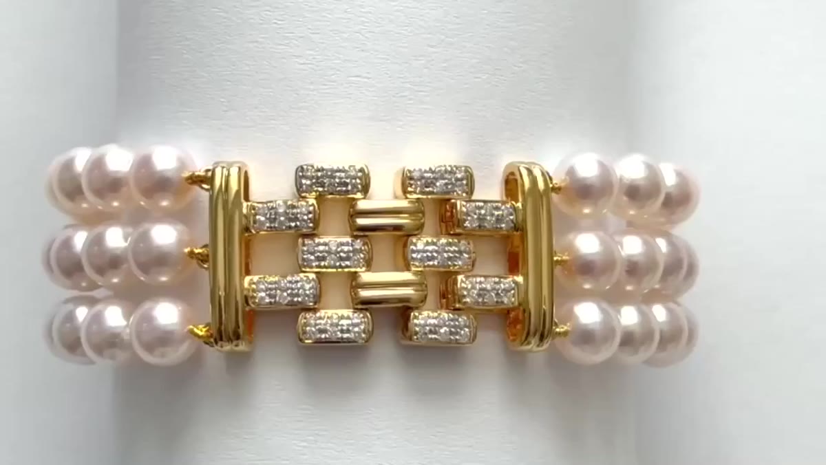 The Triple-Strand Akoya Pearl and Diamond Bracelet: An Icon of Refined Taste