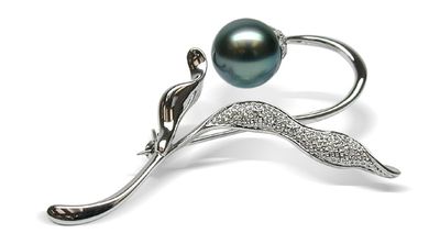 アクセサリー Silver South Sea Pearl brooch Rank A Rare Natural Silver Blue South Sea Pearl 14k Brooch