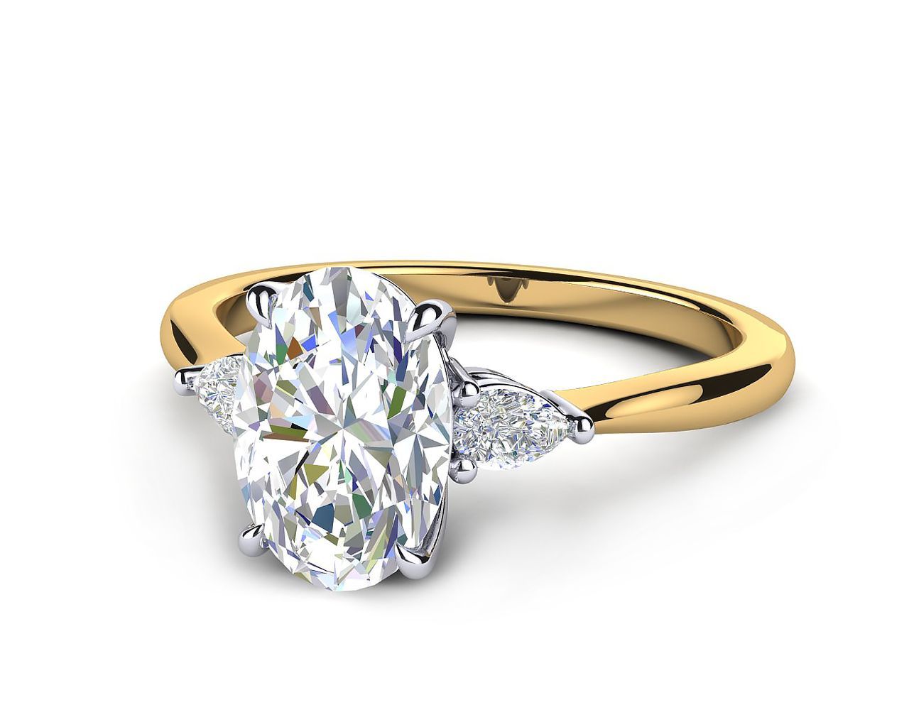 Two-Tone Oval Diamond Engagement Ring