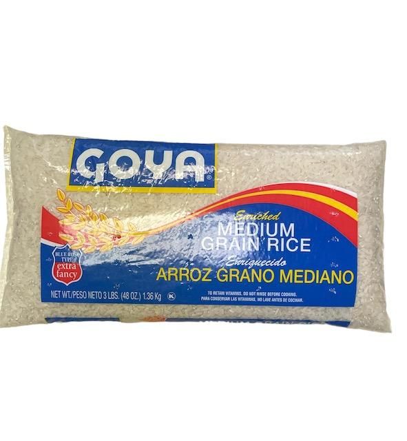 Goya Medium Grain Rice Net Wt 3 Lbs