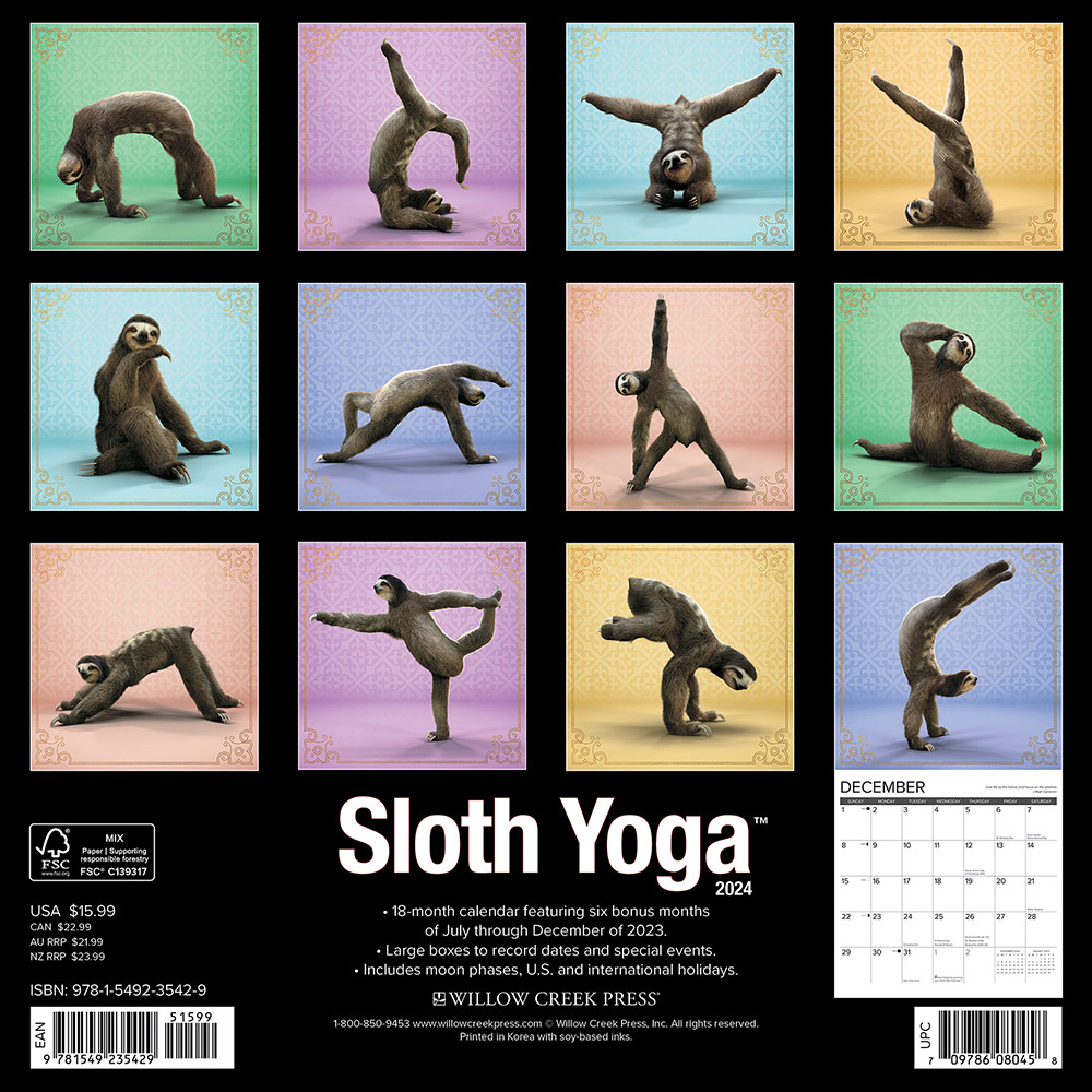 Sloth Yoga Calendar