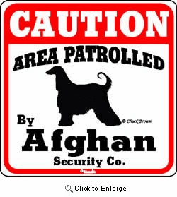 Afghan Hound Caution Sign