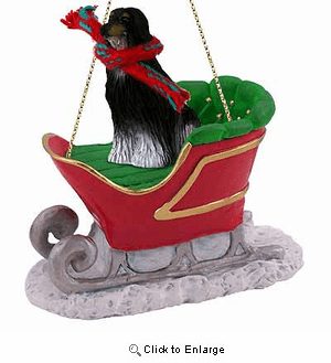 Afghan Hound Sleigh Ride Christmas Ornament Black-White
