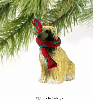 Afghan Hound Tiny One Christmas Ornament Tan-White