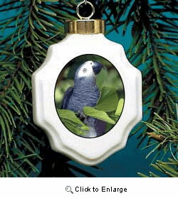African Gray Parrot Christmas Ornament Porcelain