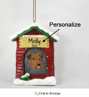 Airedale Terrier Personalized Dog House Christmas Ornament