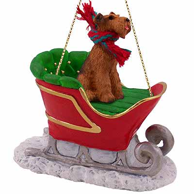 Airedale Terrier Sleigh Ride Christmas Ornament