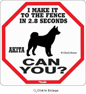 Akita 2.8 Seconds Sign