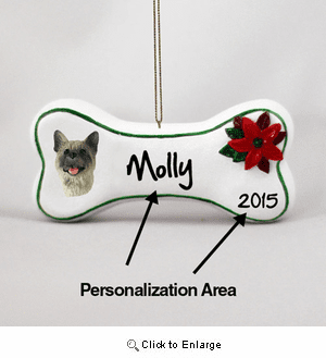 Akita Personalized Dog Bone Christmas Ornament Gray