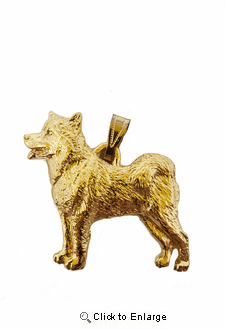 Alaskan Malamute 24K Gold Plated Pendant