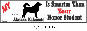 Alaskan Malamute Bumper Sticker Honor Student