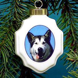 Alaskan Malamute Christmas Ornament Porcelain