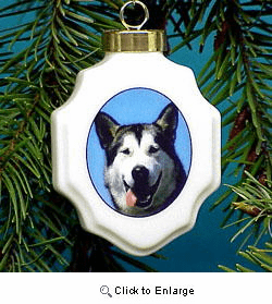 Alaskan Malamute Christmas Ornament Porcelain