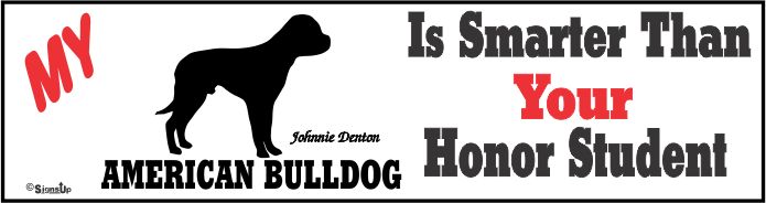 American Bulldog Bumper Sticker Honor Student