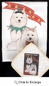 American Eskimo Dog Dish Towel & Potholder