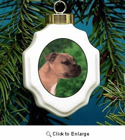 American Staffordshire Terrier Christmas Ornament Porcelain