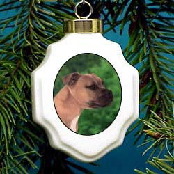 American Staffordshire Terrier Christmas Ornament Porcelain