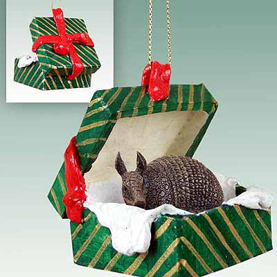 Armadillo Gift Box Christmas Ornament