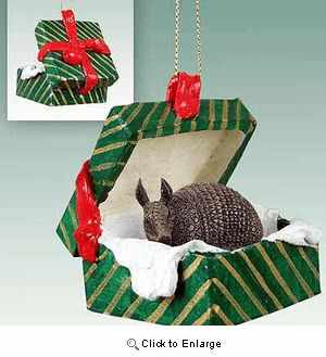Armadillo Gift Box Christmas Ornament