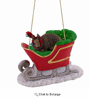 Armadillo Sleigh Ride Christmas Ornament