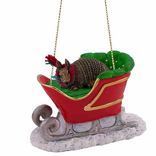 Armadillo Sleigh Ride Christmas Ornament