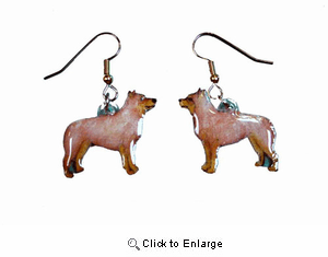 Australian Cattle Dog Earrings Red Hand Painted Acrylic