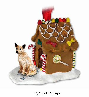Australian Cattle Dog Gingerbread House Christmas Ornament Red