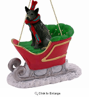 Australian Cattle Dog Sleigh Ride Christmas Ornament Blue