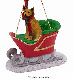 Australian Cattle Dog Sleigh Ride Christmas Ornament Red