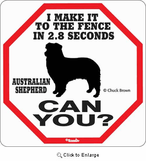 Australian Shepherd 2.8 Seconds Sign