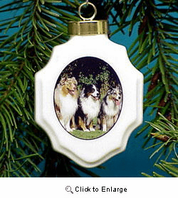 Australian Shepherd Christmas Ornament Porcelain