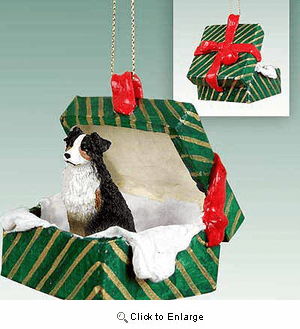 Australian Shepherd Gift Box Christmas Ornament Tricolor
