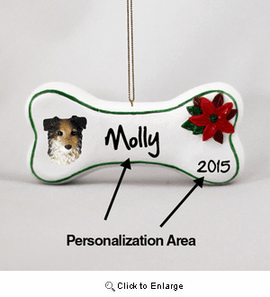 Australian Shepherd Personalized Dog Bone Christmas Ornament Brown