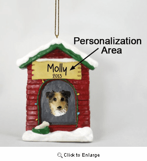 Australian Shepherd Personalized Dog House Christmas Ornament Brown