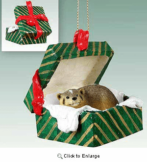 Badger Gift Box Christmas Ornament