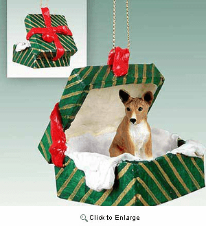 Basenji Gift Box Christmas Ornament